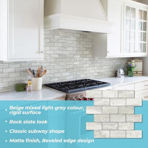 STICKGOO 10-Sheet Peel and Stick Backsplash on Subway Tile, Beige - Image 3