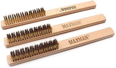 MAXMAN Brass Brush 3Pcs, 10" Soft Brass Bristle, Home/Kitchen Rust Cleaner by MAXMAN