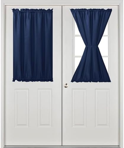 Hiasan French Door Curtains Privacy, Navy Blue, 24W x 40L, 1 Panel - Image 2