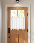 jinchan Linen Tier Curtains, Tab Top, 26x30, 2 Panels, Beige White - Image 5