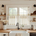 jinchan Linen Pinch Pleated Back Tab Tier Curtains, 26x24, Natural by JINCHAN