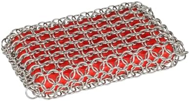 Lodge Chainmail Scrubbing Pad, Stainless Steel, Red by Lodge