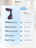 Handheld Steamer for Clothes, 5000Pa Suction Vacuum Steamer & Iron for Garment Grip, Wrinkle Remove, 12 Oz Large Tank, Travel Dual Voltage - Image 6