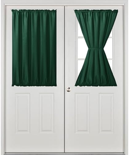 Hiasan French Door Curtains Privacy, Hunter Green, 52W x 40L, 1 Panel - Image 2