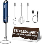 InstaWhisk Milk Frother with Variable Speed, Rechargeable Coffee Frother Wand with Detachable Double Whisk, Handheld Electric Stirrer for Latte, Cappuccino, Matcha, Almond Milk, Protein, Navy Blue by Unknown