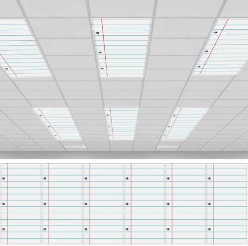 6Pcs Classroom Fluorescent Magnetic Light Covers,2x4 FT Notebook Paper by Hallswl