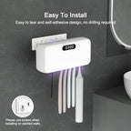 UV Toothbrush Sanitizer and Holder for Bathroom, 5 Toothbrush Slots for Family with Fan and PTC Heat Drying, Type-C Charging, No-Drill Wall Mount - Image 3