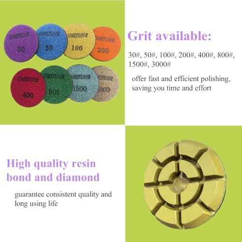 Diamond Floor Polishing Pads, 3 Inch Resin Bond Hook and Loop Polishing Pucks for Concrete, Terrazzo, Marble, Granite, Grit 1500, 9PCS - Image 4