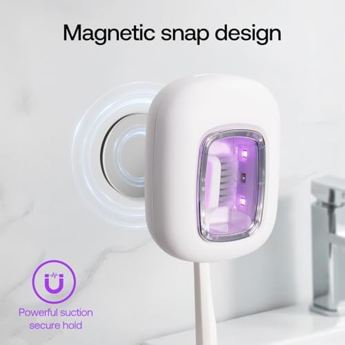 UV-C Toothbrush Sanitizer Case, Dual Light Cleaner Cover with Clear Window, USB-C Rechargeable Travel Holder for Electric and Manual Brushes, White - Image 4
