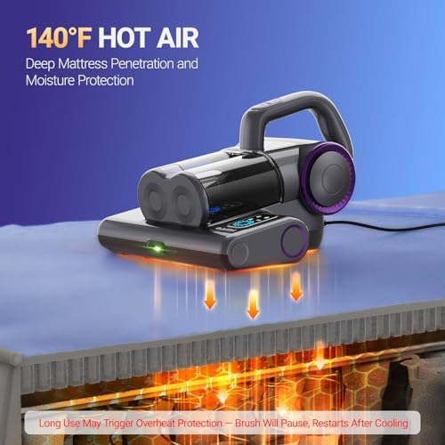 FEPPO Mattress Vacuum Cleaner, 16Kpa Bed Vacuum with 253.7nm UV-C Light - Image 4