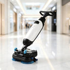 17" Commercial Floor Scrubber, 17" Floor Machine,43cm Dual-Brush Walk-Behind Machine Portable Commercial Floor Scrubber,Rotary Double Brushes, for Home, Office & Bathroom White by Unknown