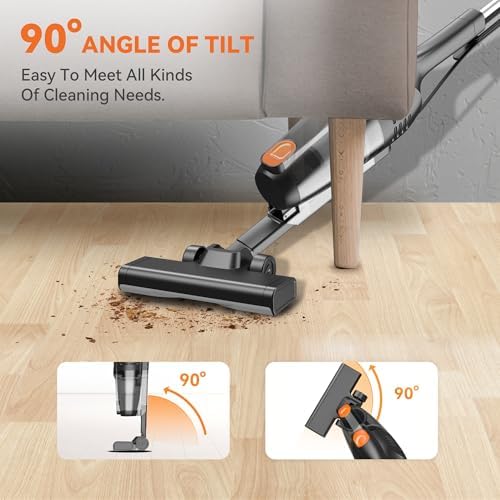 Vazone R6X Corded Stick Vacuum Cleaners for Home, 20Kpa Powerful Suction Stick Vacuum with 16Ft Cord, 2 in 1 Lightweight Handheld Vacuum Cleaner for Hardwood Floor Pet Hair (Mandarin) - Image 4