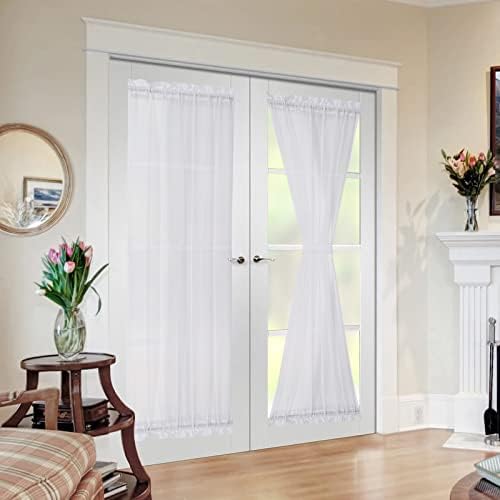MIULEE White 40 x 72 Inches Sidelight Curtains for French Door Sheer Panels by MIULEE