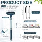 9 Pcs 3-in-1 Window Screen Cleaning Brush Set, Mesh Screen Cleaner Tool & Pet Hair Remover with Squeegee, Detachable Long Handle, Track Brush, Sponge Heads for Patio, Door, Couch, Porch Screens - Image 2