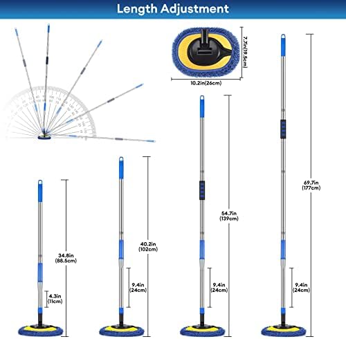 Wall Cleaner, Max 66'' Wall Mop with Long Handle, Ceiling Dust Mop with 15° Labor-Saving Elbow Extension Pole, Baseboard Duster Washer Scrubber, High Reach Window Cleaning Brush, Roof Cleaning Tool-BU - Image 2