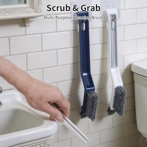 3-in-1 Grout Brush and Crevice Cleaner,with V-Shaped Bristles & Hair Clip-Multi-Surface Gap Cleaning Tool for Bathroom Tiles,Kitchen,Window Tracks,and Narrow Corners (White) - Image 3