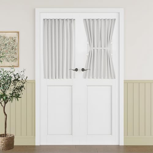 Vatge White French Door Curtains for Front Door and Small Windows on Glass Door, 1 Panel, W25 x L40, Greyish White by Vatge
