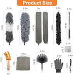 15 PCS Feather Dusters for Cleaning, Microfiber Duster with Extension Pole 100in, Extendable Duster for High Ceilings, Ceiling Fans, Baseboards, Blinds, Car Interior - Washable Reusable Dusting Tools - Image 3