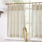 jinchan Pinch Pleated Linen Back Tab Tier Curtains, 26x36, Natural - Image 4