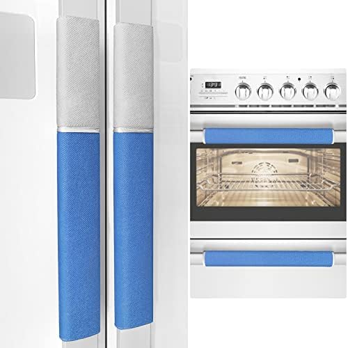 MRKG Refrigerator Door Handle Covers, Set of 4, Washable Without Fading or Cracking, Keep Your Kitchen Appliance Clean from Smudges, Drips, Food Stains, Oil. (Blue) by MRKG