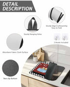 Kitchen Fat Chef Stove Top Covers for Electric Stove, Farmhouse Red Cook Induction Cooktop Cover Protector, White Black Plaid Range Mat for Glass Top Stove, Kitchen Countertop Dish Drying Mat, 28"x20" - Image 4