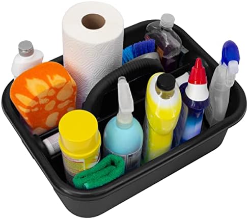 Akro-Mils 09185 Plastic Tote Tool & Supply Cleaning Caddy with Handle, 18-3/8-Inch x 13-7/8-Inch x 9-Inch, Black - Image 2