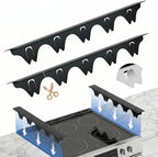 Silicone Stove Gap Covers with Stainless Steel, Oven Gap Filler Seals Gaps Between Stovetop and Counter, Stove Gap Guards Range Trim Kit, Easy to Clean Stove Gap Guard (Black 2 Pack,25") by YUHFERA
