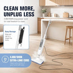 Steam Mop, 2 Level Adjustable Handle, with 4 Accessories,White - Image 2