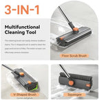 SetSail Floor Scrub Brush with Scraper and Stiff Bristle, Grey&Orange - Image 3