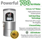 OVO Large and Powerful Central Vacuum System, 700 Airwatts Hybrid Filtration (with or Without Disposable Bags), Covers up to 7500 sq.ft, 6.6 Gal / 25L Bottom Load Rolled Steel Canister - Image 3
