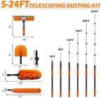 Buyplus 30FT Reach Dusting Kit, Long Duster with 5-24FT Extension Pole for High Ceilings, Cobweb Duster, Microfiber Duster, Window Squeegee, Extendable Duster Cleaning Kit - Image 3