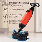 Portable Commercial Floor Scrubber, 360° Rotating Walk-Behind Mini Floor Cleaner, 16.9" Wide for Wood, Vinyl, Terrazzo, PVC, Marble - Professional Cleaning Machine,White - Image 4