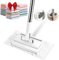 Snap Grip Mini Mop with 20 Reusable Cloths, 50 Inch Adjustable Hands Free Flat Mop, Cloth Clip Lazy Mops with Wall Hook for Wet Dry Cleaning Floors Walls Kitchen Bathroom Corners by Unknown