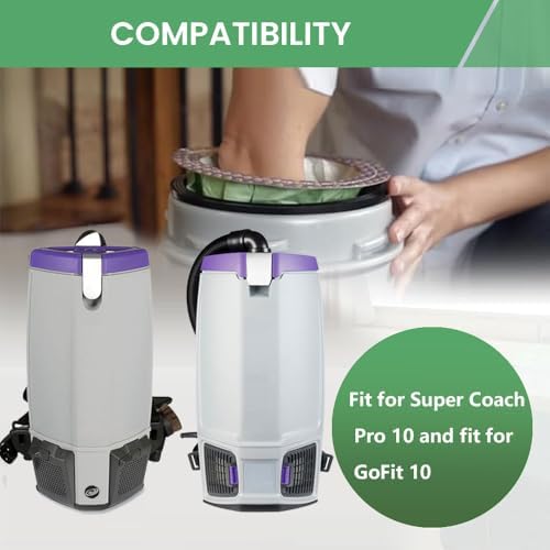 20 Pack 107313 Backpack Vacuum Bags Compatible with ProTeam 10 QT Backpack Vacuum Cleaner, for Super Coach Pro 10, for GoFit 10, Replace Part #107313 Open Triangular Collar - Image 2