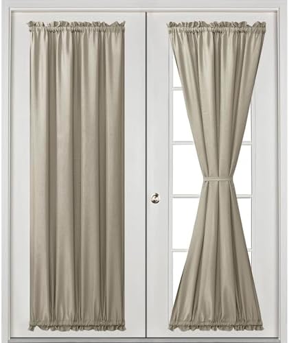Hiasan French Door Curtains Privacy, Taupe, 24W x 72L, 1 Panel - Image 2