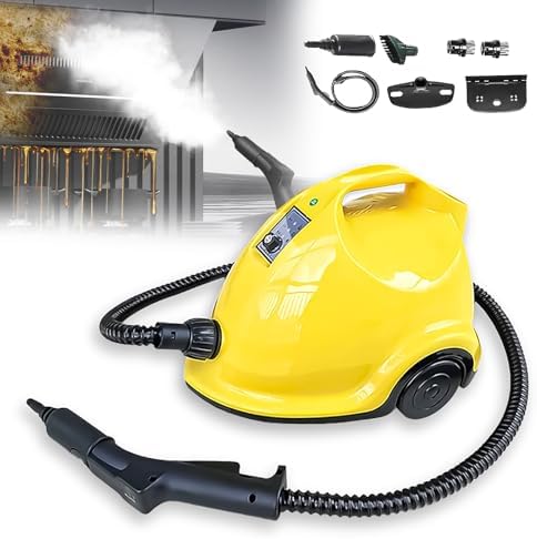 1.6L Steam Cleaner Handheld, 1800W for Deep Cleaning Floors, Couches & Cars - Lightweight Steamer with Safety Lock, No Chemicals Needed, 6 Tools for Grout, Windows & Upholstery (Machine + Mop) by Unknown