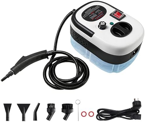 Mixoo Steam Cleaner, 6-Level Adjustable Handle, 15s Heat-Up, 1.08 Quarts Tank, Portable Steamer for Cleaning with 6 pcs Accessories for Home Dirt, Grease, Grout, Tile,Floor, Car (White Black, 1200ML) by Mixoo