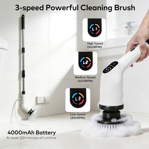 Electric Spin Scrubber, Cordless Cleaning Brush with 7 Brush Heads - Image 3