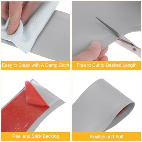 HARFINGTON 40ft x 4" Baseboard Trim Peel and Stick Wall Flexible Molding Trims, Self Adhesive PVC Cove Base Baseboards for Walls Corner, Gray - Image 3