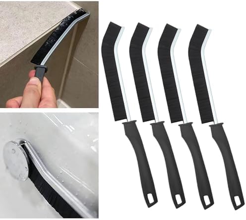 Hard Bristle Crevice Brushes, 4 PCS Bathroom Gap Cleaning Brush,Multifunctional Hand-held Groove Cleaning Brush,Dead Corner Brush for Bathroom Kitchen Tiles,Window Track,Shutter,Door Slots，Black by Tailmon