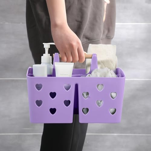 Portable Shower Caddy Plastic Shower Basket Organizer with Handle, Purple - Image 4