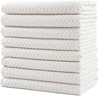 POLYTE Ultra Premium Microfiber Kitchen Dish Hand Towel Waffle Weave, 8 Pack (16x28 in, Off White) by Polyte