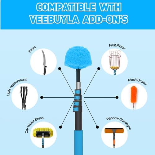 26FT Reach Cobweb Duster with Extension Pole - Spider Web Brush for Cleaning with 5-20FT 4-Section Flip-Lock Telescopic Pole, Effortlessly Cleans High Indoor & Outdoor Webs - Image 3