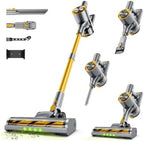 Cordless Stick Vacuum Cleaner - 45KPA Powerful Suction Vacuum with 45 Min Runtime, Detachable Battery, Anti-Tangle & 1.5L Dust Cup, 8 in 1 Vacuum Cleaner for Pet Hair, Carpet, HardFloor, Yellow by ShiealCordlessVacuumCleaner