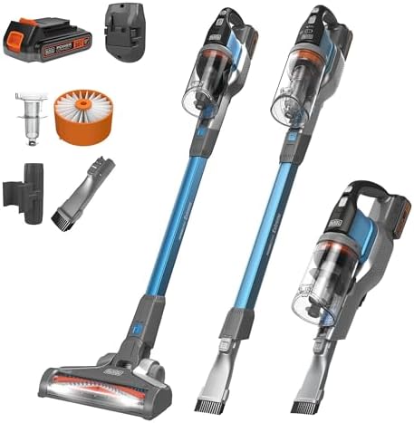 BLACK+DECKER Cordless Vacuum, Powerseries Extreme, Stick Vacuum Cordless Rechargeable, Interchangeable Floorhead with Crevice Attachment, 3 Speed Control, Lightweight, Blue (BSV2020G) by Unknown