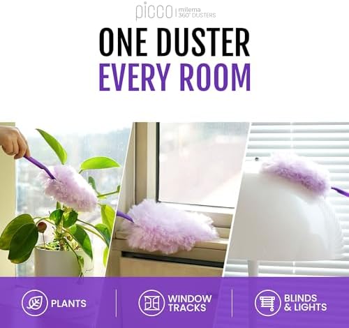 milema Picco 360 Double-Sided Duster, Purple, 2 Short Handles, 26 Refills - Image 5