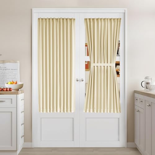 Vatge Thermal Insulated Blackout Front Door Curtains - Door Curtians for Door Window, 1 Panel, W36 x L54, Light Beige by Vatge