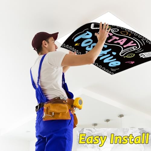 8Pcs Inspirational Fluorescent Light Covers for Classroom Ceiling Light 4x2Ft Motivational Word Magnetic Lights Cover Filter Easy Install for Back to School Office Hospital Ceiling Supply (Blackboard) - Image 6