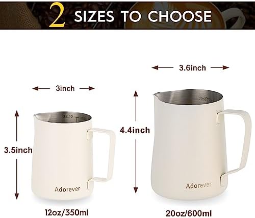 Milk Frothing Pitcher, 350ml/12oz Steaming Pitchers Stainless Steel Milk Coffee Cappuccino Latte Art Barista Steam Pitchers Milk Jug Cup with Decorating Art Pen, Matte White - Image 4