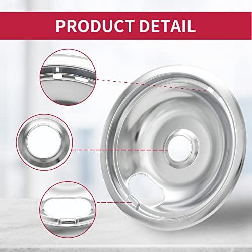W10196405 W10196406 Stove Burner Drip Pans for Electric Stove Top-Compatible with Whirlpool Electric Range-Thickening to Prevent Bent-Set of 4 Chrome Drip Pans, Silver - Image 2